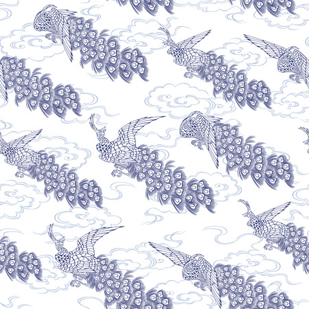 Japanese peacock patternのイラスト素材