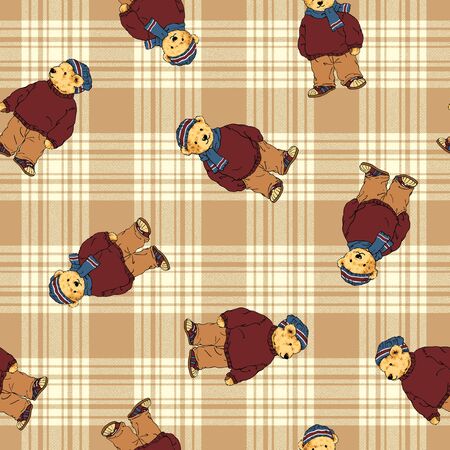 Bear illustration patternの写真素材