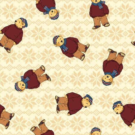 Bear illustration patternの写真素材