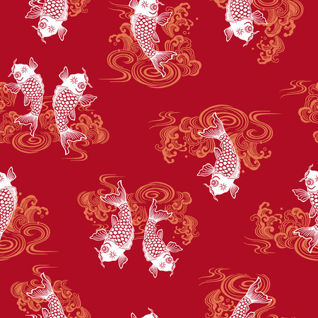 Japanese style carp patternのイラスト素材