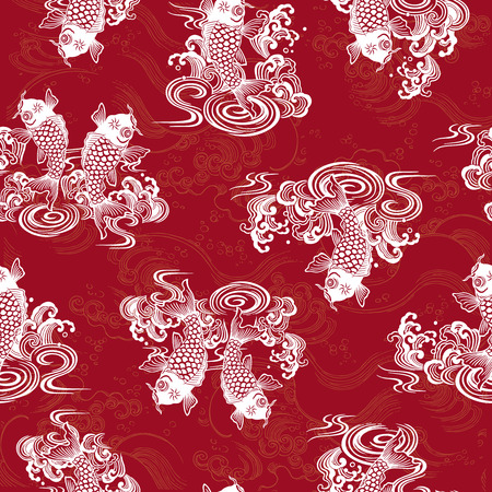 Japanese style carp patternのイラスト素材
