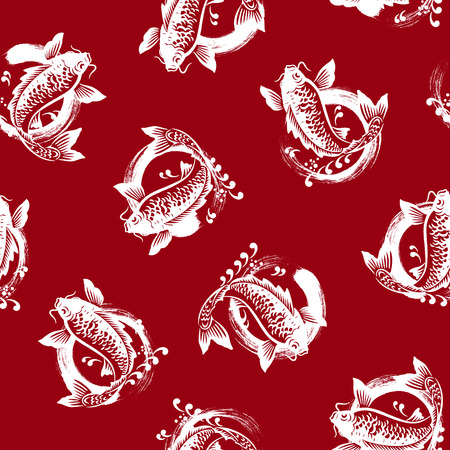 Japanese style carp patternのイラスト素材
