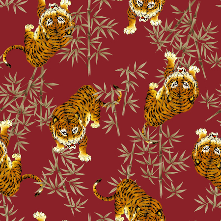 Tiger illustration patternの写真素材