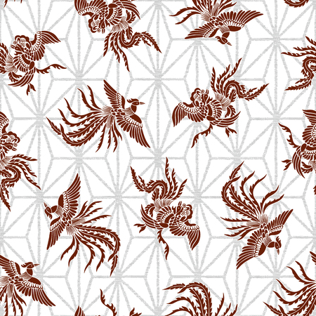 Oriental phoenix patternのイラスト素材