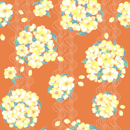 Japanese style cherry patternのイラスト素材