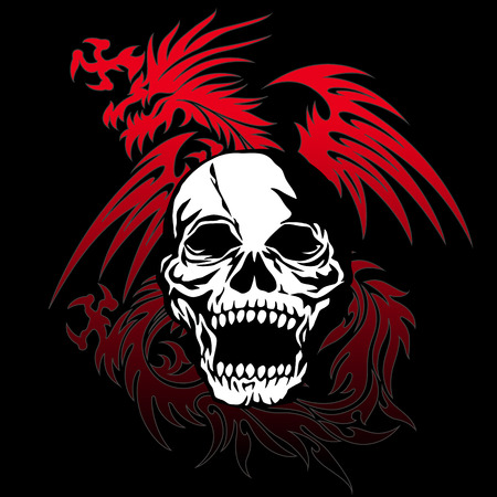 Skull dragon illustration,のイラスト素材