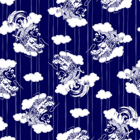 Japanese style dragon patternのイラスト素材