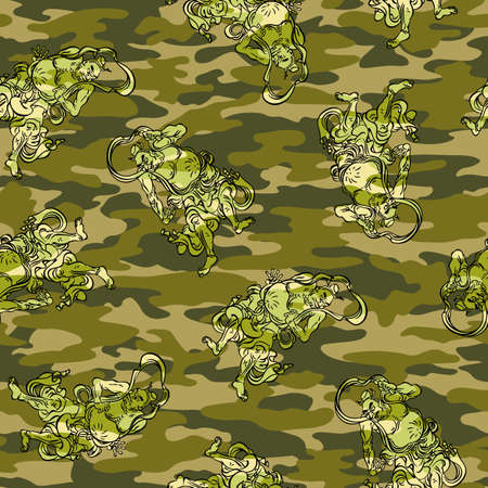 Buddhist image camouflage patternのイラスト素材