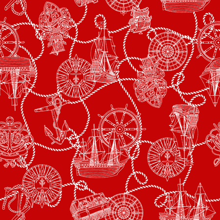 Pattern sailing boatのイラスト素材