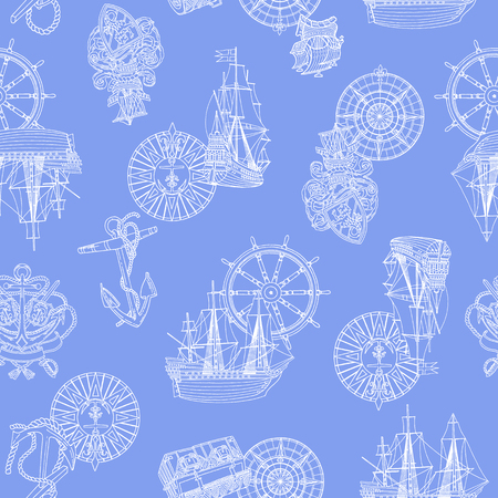 Pattern sailing boatのイラスト素材