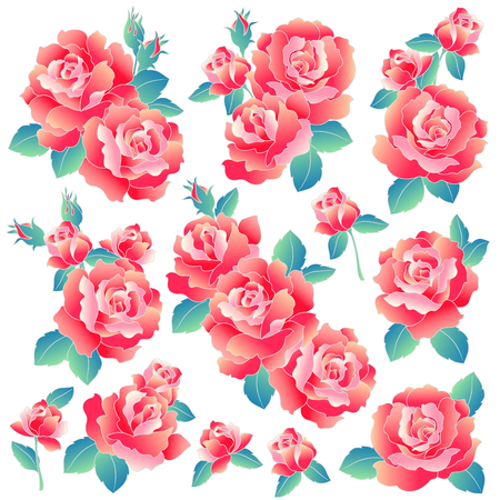 Japanese style roseのイラスト素材