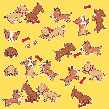 Dog illustration materialのイラスト素材