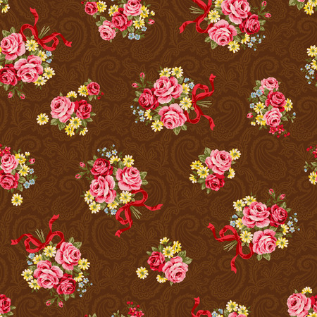 Rose illustration patternのイラスト素材