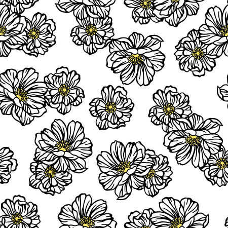 Flower illustration patternのイラスト素材
