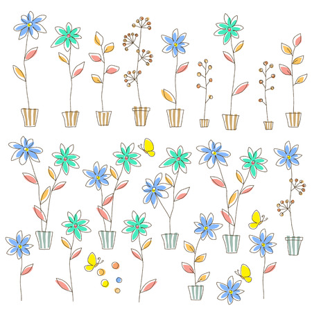 Simple garden plant illustrationのイラスト素材