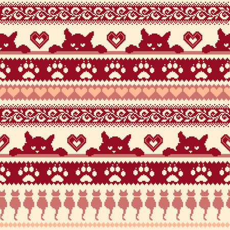 Cat Nordic  pattern illustrationのイラスト素材