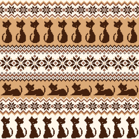 Cat Nordic pattern illustrationのイラスト素材