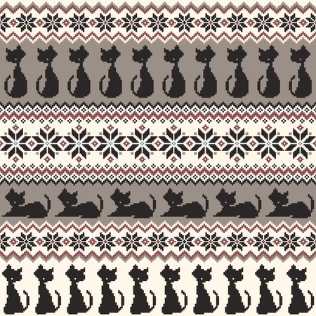 Cat Nordic  pattern illustrationのイラスト素材