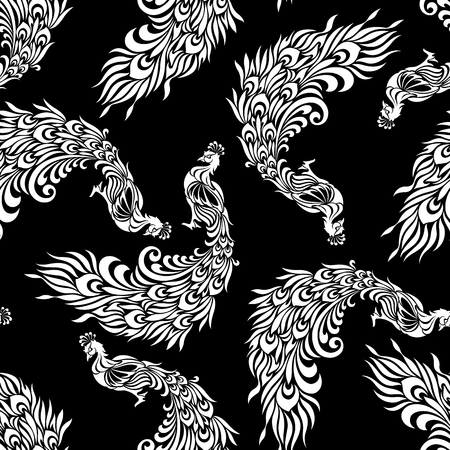 Illustratin pattern of peacock,のイラスト素材