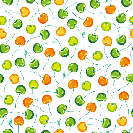 The pattern of the cherry, I made a cherry a seamless pattern,のイラスト素材
