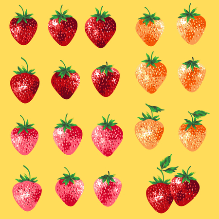 Illustration of the strawberry setのイラスト素材