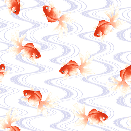 Japanese style fish pattern, I drew a Japanese style fish in a freehand drawing, It repeats itself seamlessly,の写真素材