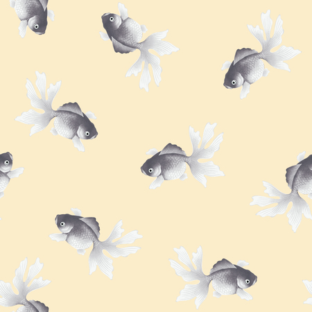 Japanese style fish pattern, I drew a Japanese style fish in a freehand drawing, It repeats itself seamlessly,の写真素材