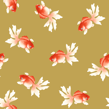 Japanese style fish pattern, I drew a Japanese style fish in a freehand drawing, It repeats itself seamlessly,の写真素材