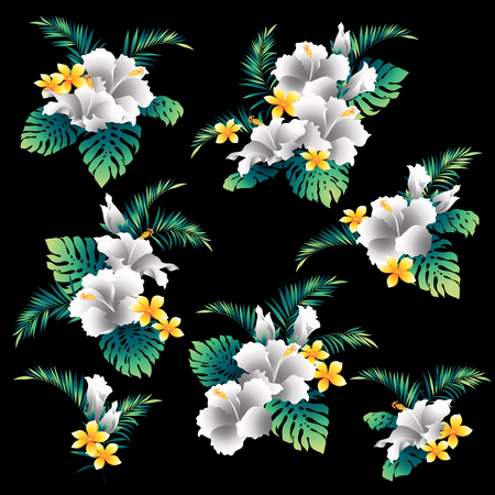 Hibiscus flower illustration I drew Hibiscus for designing it, It is a vector work.のイラスト素材