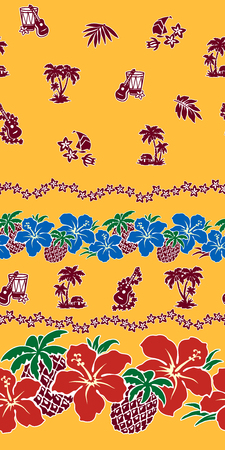 Hibiscus and pineapple pattern Vector illustration.のイラスト素材