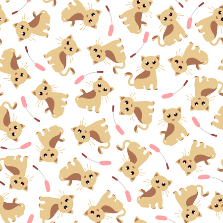 Pretty cat pattern, seamless pattern.のイラスト素材