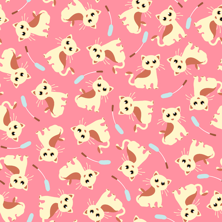 Pretty cat pattern, seamless pattern.のイラスト素材