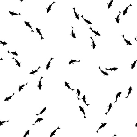 Illustration of small fish in pattern design.のイラスト素材