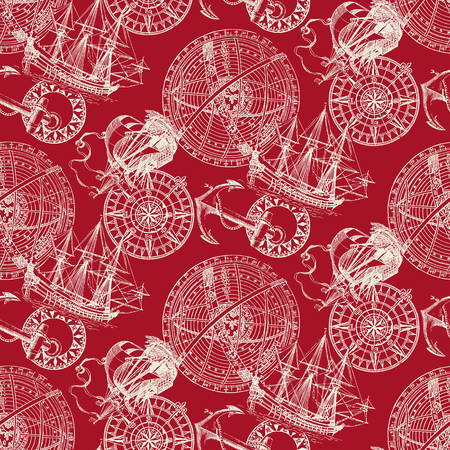 Seamless sailing boat image pattern.のイラスト素材
