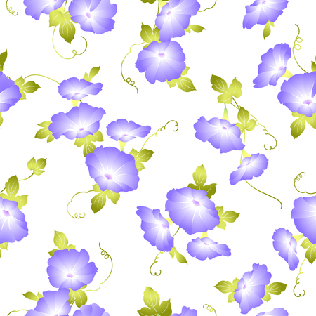 Japanese style morning glory pattern, Design of a Japanese style morning glory, This painting continues repeatedly,のイラスト素材