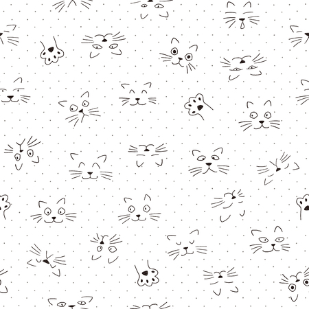Face pattern of the animal, I made the expression of the animal an illustration simply, These designs continue seamlesslyのイラスト素材