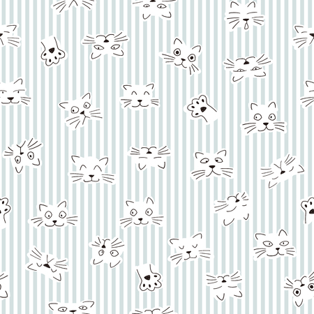 Face pattern of the animal, I made the expression of the animal an illustration simply, These designs continue seamlesslyのイラスト素材