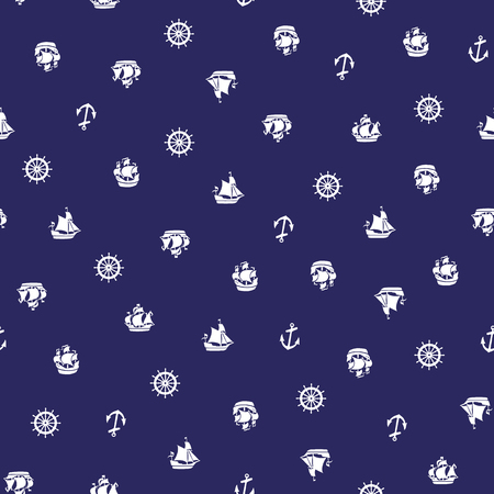 Sailing boat image pattern, I made a pattern with an old ship image,のイラスト素材