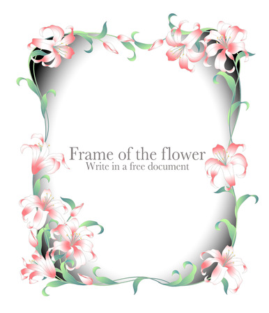 Japanese style lily decoration diameter, I made a decoration frame with a Japanese style lilyのイラスト素材