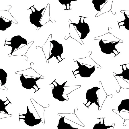 Pattern illustration of the crow, I made a crow a silhouette illustration.のイラスト素材
