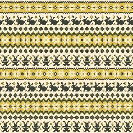 Rabbit Nordic events pattern illustration, I designed a traditional Nordic pattern,のイラスト素材