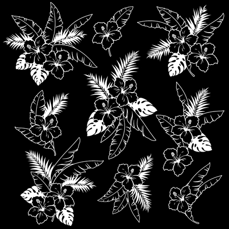 Hibiscus flower bouquet illustrationのイラスト素材