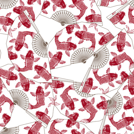 Japanese style folding fan patternのイラスト素材