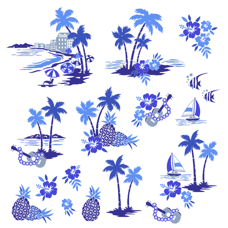 Hawaiian Shore scenery illustrationのイラスト素材