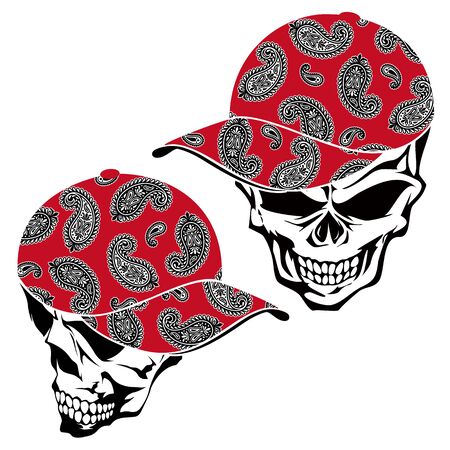 Skull illustration covered with a cap,のイラスト素材