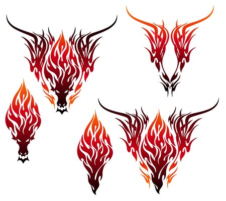 Vector illustration of the beautiful tribal and dragon,のイラスト素材