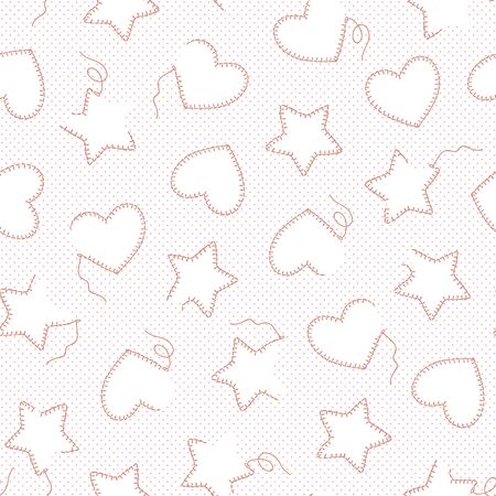 If heart-shaped; a star-shaped seamless pattern,のイラスト素材