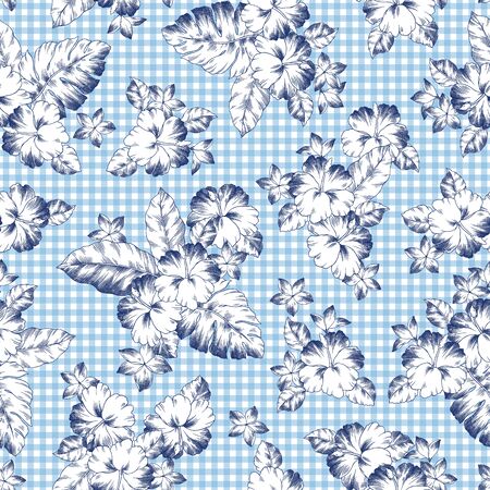 Seamless pattern of beautiful Hibiscus, I drew Hibiscus for designing it,のイラスト素材