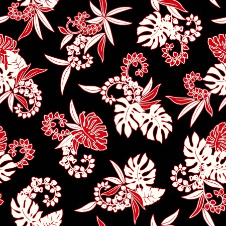 Beautiful Tropical Plant Seamless Pattern Illustration,のイラスト素材