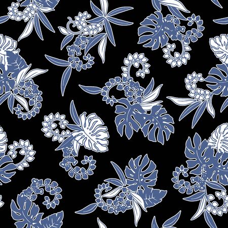 Beautiful Tropical Plant Seamless Pattern Illustration,のイラスト素材